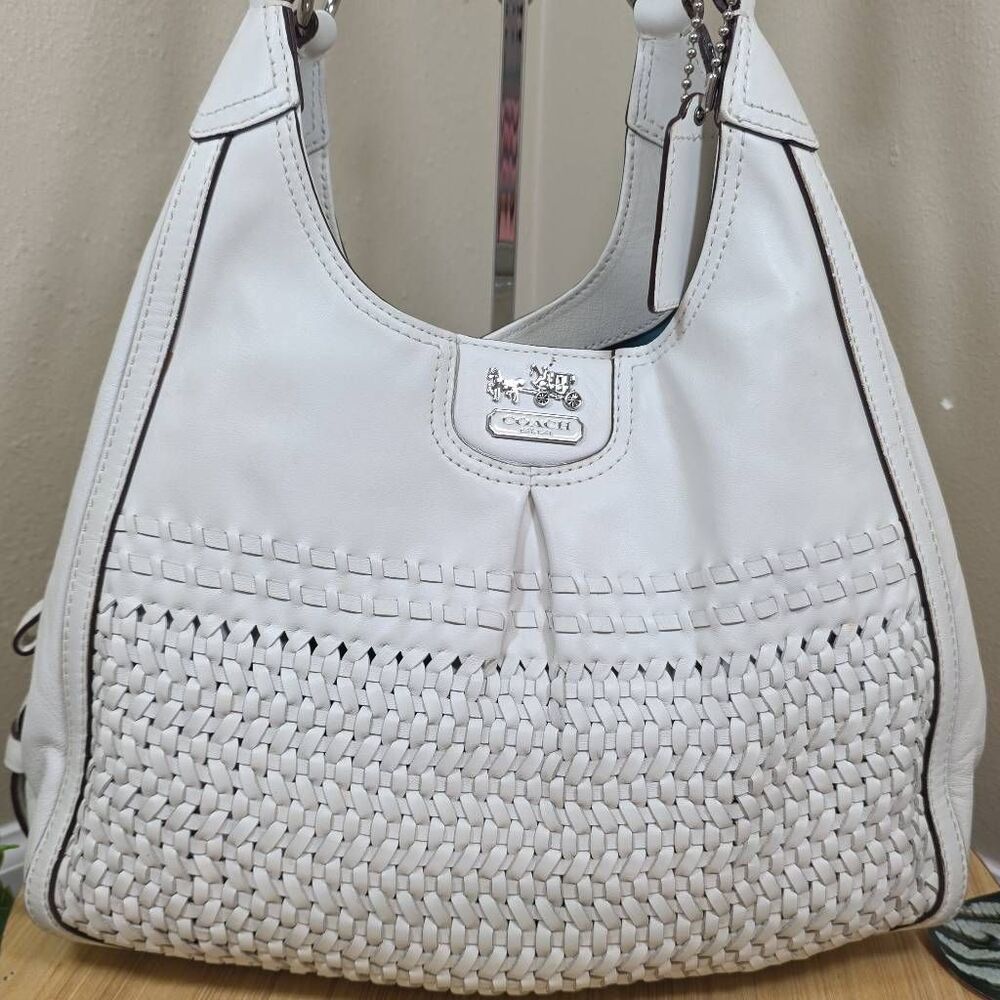 Coach Madison Maggie Woven Leather Shoulder Bag A1369-23385 with Matching Wallet - Picture 3 of 16